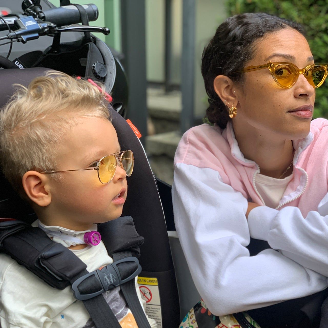 Alex and Oscar in matching sunglasses
