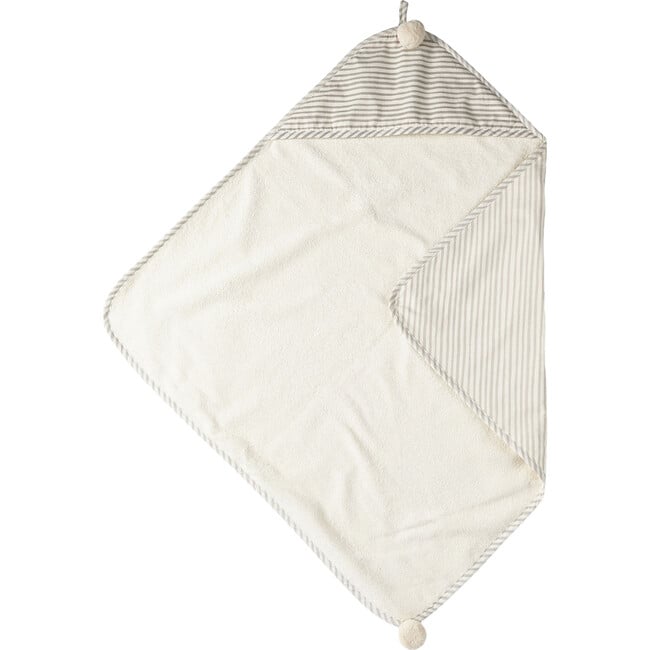 Stripes Away Hooded Towel, Pebble/Dark Grey