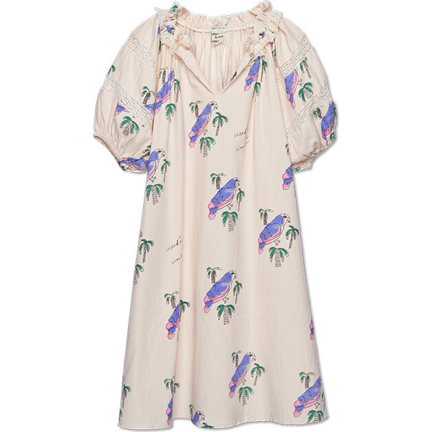 Yoselin Dress, Ecru Parrot