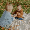 Cotton Muslin Baby Quilt, Taupe Cross - Quilts - 2