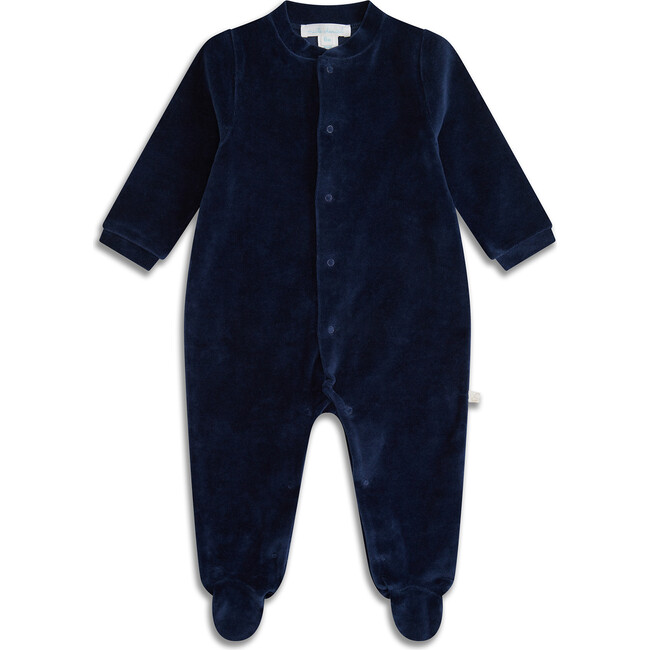 Velour Silver Angel Wing Sleepsuit, Navy