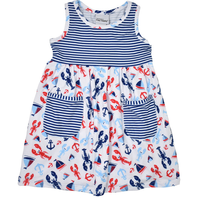 UPF 50+ Dahlia Sleeveless Tee Dress With Pockets, Sunday Sails
