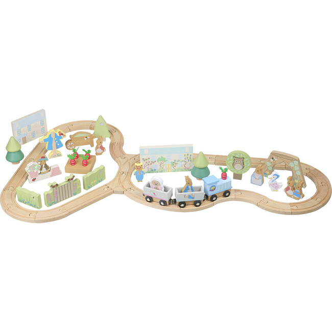 Peter Rabbit: Radish Express Train Set - Wooden Building Track Playset
