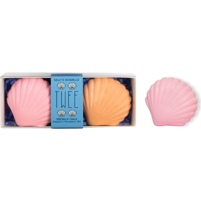 TWEE Sally's Seashells Handmade Sidewalk Chalk, Orange and Pink