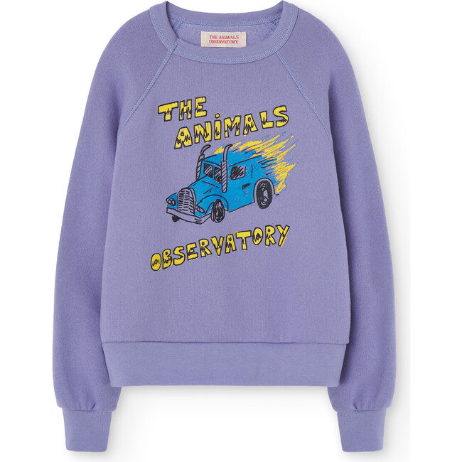 Shark Truck Raglan Sleeve Relaxed Fit Sweatshirt, Purple