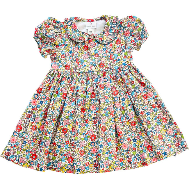 Kendall Floral Print Peter Pan Collar Short Puff Sleeve Dress, Multicolors