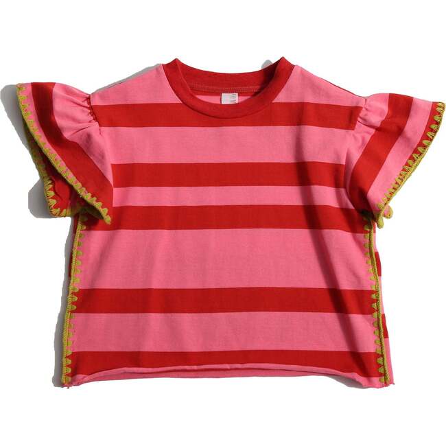 Morgan Crochet Flounce Tee, Cinnabar Mix