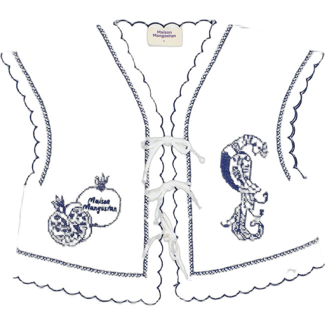 Women's Pomegranate Embroidery Top, White