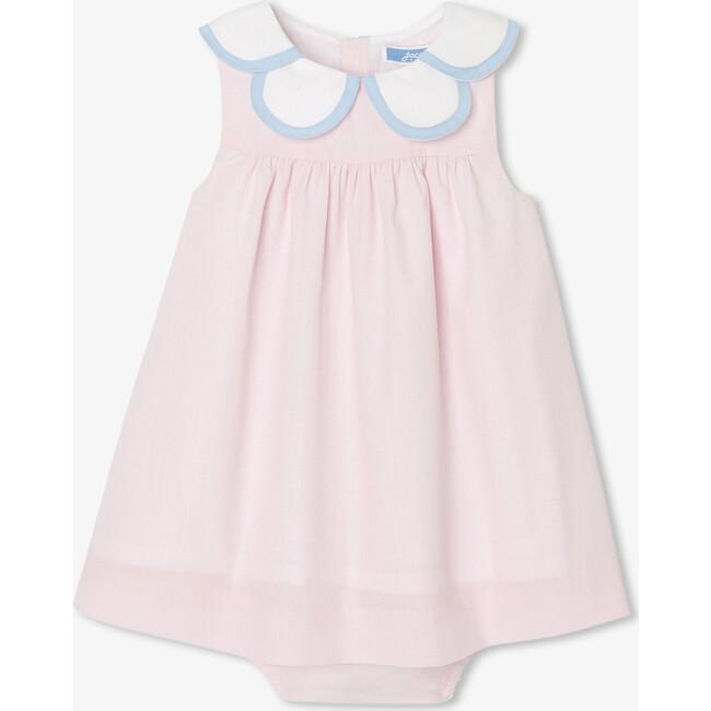 Baby Girl Dress In Fil À Fil Pink/White