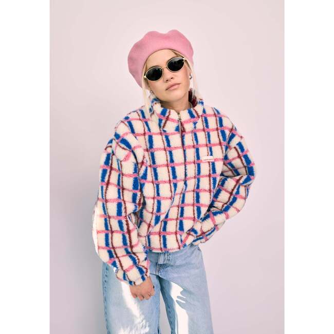 Women's Merino Wool Kangaroo Jacket, Pink & Cobalt - Jackets - 2